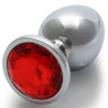 Ouch! Bijou anal Round Gem M 7 x 3.3 cm Argenté-Rouge